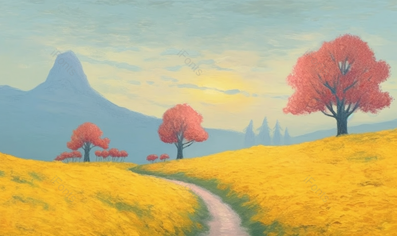 秋天麦田小路抽象风景油画,插画/手绘图,插画/手绘图库,插画/手绘图下载,插画/手绘